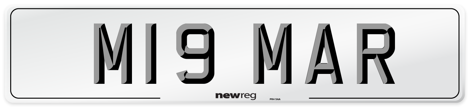 M19 MAR Number Plate from New Reg